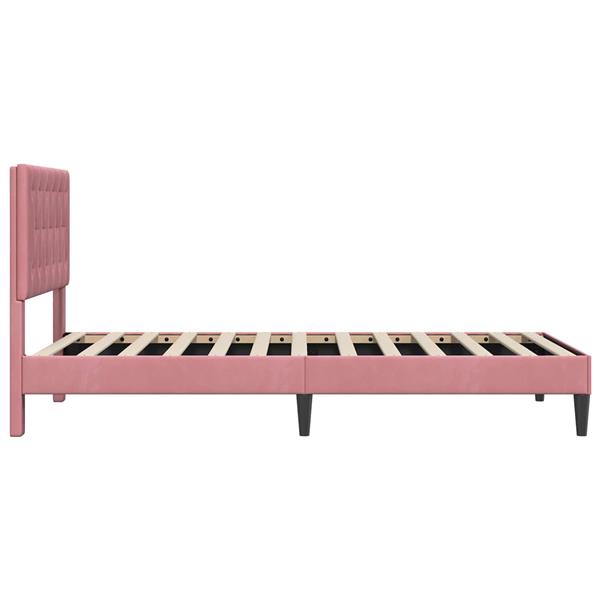 Grote foto vidaxl bedframe met hoofdeinde roze 90 x 200 cm fluweel antiek en kunst stoelen en banken