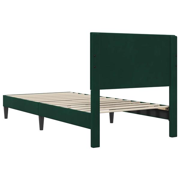 Grote foto vidaxl bedframe met hoofdeinde donkergroen 90 x 200 cm fluweel antiek en kunst stoelen en banken