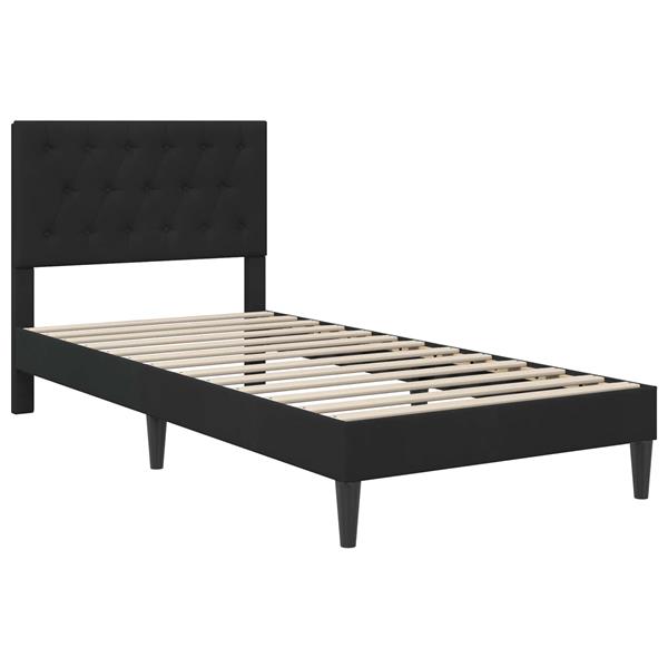 Grote foto vidaxl bedframe met hoofdeinde zwart 90 x 190 cm fluweel antiek en kunst stoelen en banken