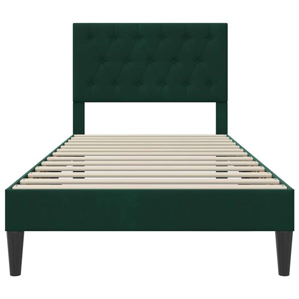 Grote foto vidaxl bedframe met hoofdeinde donkergroen 90 x 190 cm fluweel antiek en kunst stoelen en banken