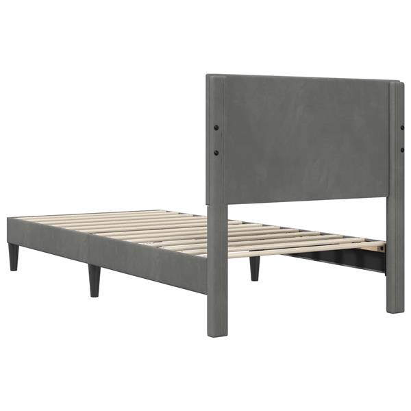 Grote foto vidaxl bedframe met hoofdeinde donkergrijs 90 x 190 cm fluweel antiek en kunst stoelen en banken
