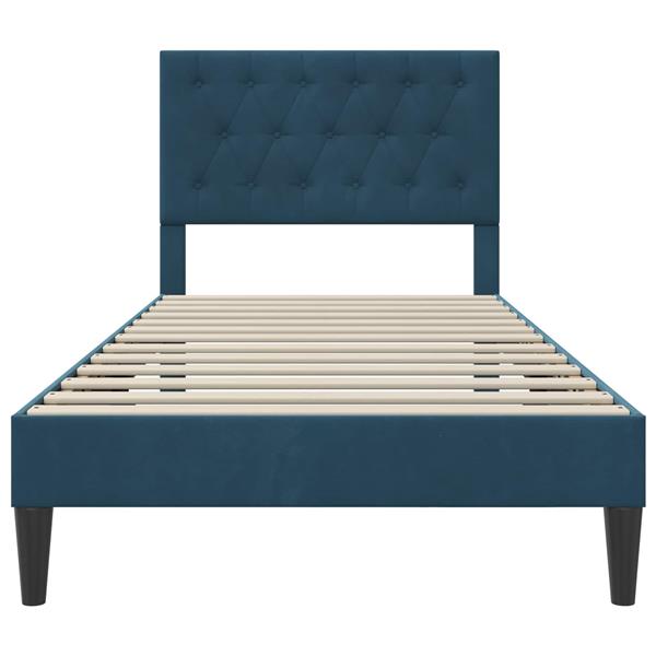 Grote foto vidaxl bedframe met hoofdeinde blauw 80 x 200 cm fluweel antiek en kunst stoelen en banken