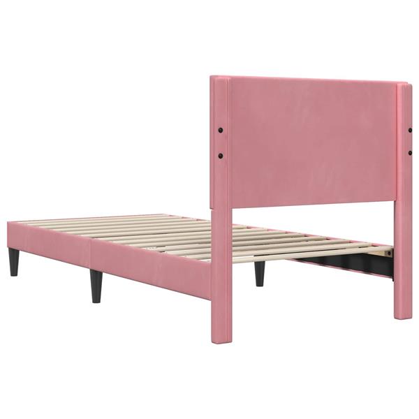 Grote foto vidaxl bedframe met hoofdeinde roze 80 x 200 cm fluweel antiek en kunst stoelen en banken