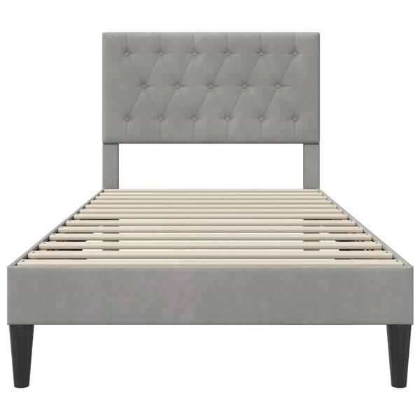 Grote foto vidaxl bedframe met hoofdeinde lichtgrijs 80 x 200 cm fluweel antiek en kunst stoelen en banken