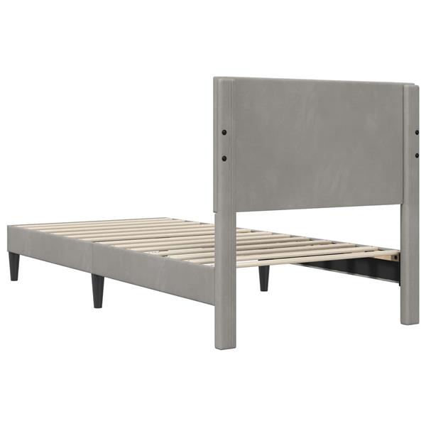 Grote foto vidaxl bedframe met hoofdeinde lichtgrijs 80 x 200 cm fluweel antiek en kunst stoelen en banken