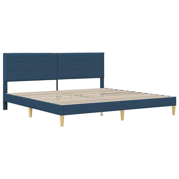 Grote foto vidaxl bedframe met hoofdeinde blauw 200 x 200 cm stof antiek en kunst stoelen en banken