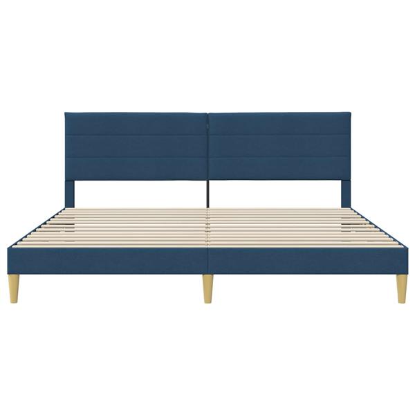 Grote foto vidaxl bedframe met hoofdeinde blauw 200 x 200 cm stof antiek en kunst stoelen en banken