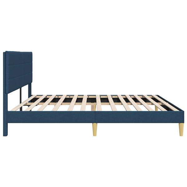 Grote foto vidaxl bedframe met hoofdeinde blauw 200 x 200 cm stof antiek en kunst stoelen en banken