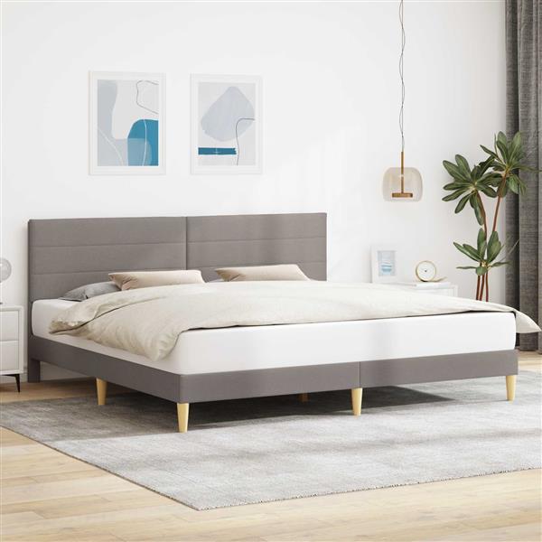 Grote foto vidaxl bedframe met hoofdeinde taupe 200 x 200 cm stof antiek en kunst stoelen en banken