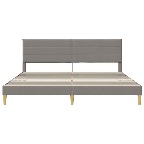Grote foto vidaxl bedframe met hoofdeinde taupe 200 x 200 cm stof antiek en kunst stoelen en banken