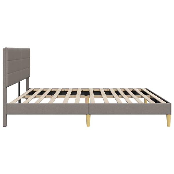 Grote foto vidaxl bedframe met hoofdeinde taupe 200 x 200 cm stof antiek en kunst stoelen en banken
