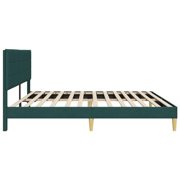 Grote foto vidaxl bedframe met hoofdeinde donkergroen 200 x 200 cm stof antiek en kunst stoelen en banken