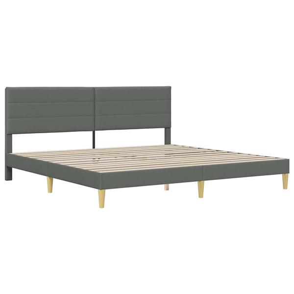 Grote foto vidaxl bedframe met hoofdeinde donkergrijs 200 x 200 cm stof antiek en kunst stoelen en banken