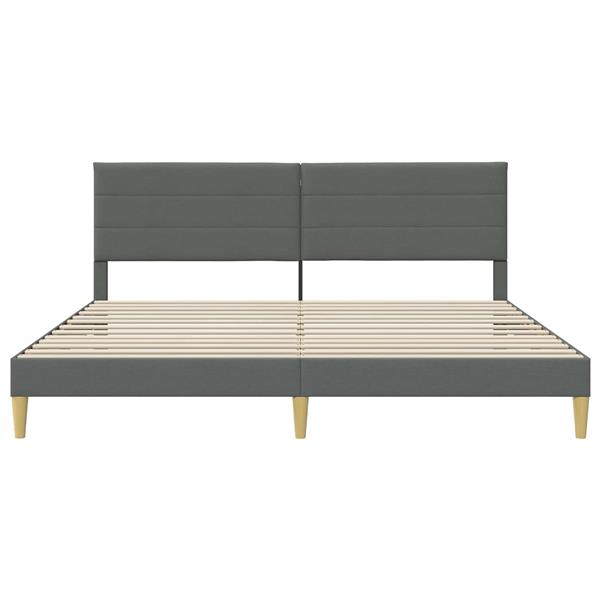 Grote foto vidaxl bedframe met hoofdeinde donkergrijs 200 x 200 cm stof antiek en kunst stoelen en banken