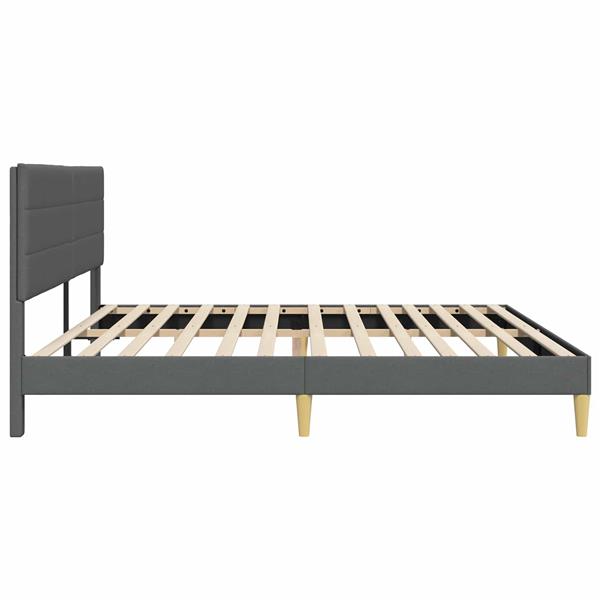 Grote foto vidaxl bedframe met hoofdeinde donkergrijs 200 x 200 cm stof antiek en kunst stoelen en banken