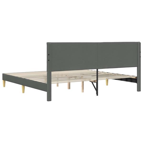 Grote foto vidaxl bedframe met hoofdeinde donkergrijs 200 x 200 cm stof antiek en kunst stoelen en banken