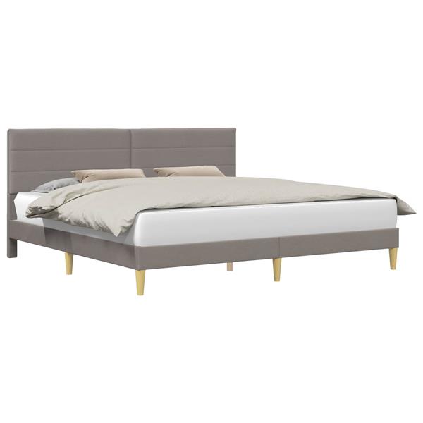 Grote foto vidaxl bedframe met hoofdeinde taupe 180 x 200 cm stof antiek en kunst stoelen en banken