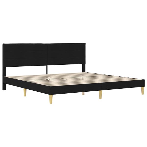 Grote foto vidaxl bedframe met hoofdeinde zwart 180 x 200 cm stof antiek en kunst stoelen en banken