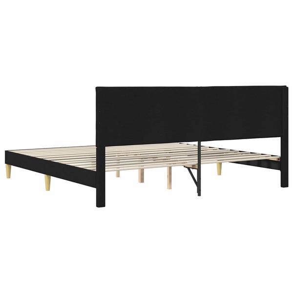 Grote foto vidaxl bedframe met hoofdeinde zwart 180 x 200 cm stof antiek en kunst stoelen en banken