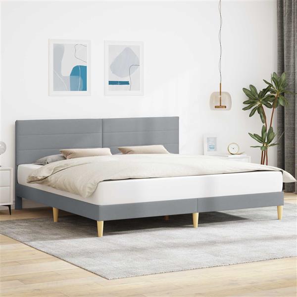 Grote foto vidaxl bedframe met hoofdeinde lichtgrijs 180 x 200 cm stof antiek en kunst stoelen en banken