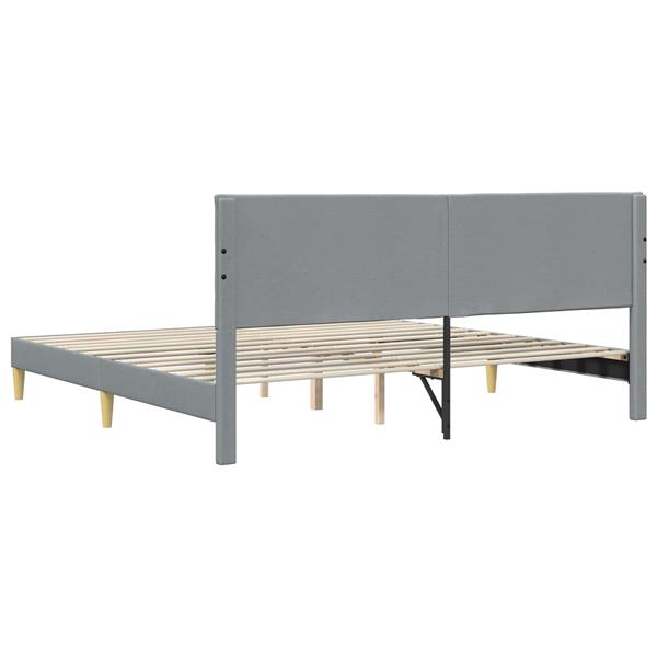 Grote foto vidaxl bedframe met hoofdeinde lichtgrijs 180 x 200 cm stof antiek en kunst stoelen en banken