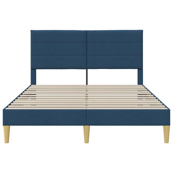 Grote foto vidaxl bedframe met hoofdeinde blauw 120 x 200 cm stof antiek en kunst stoelen en banken