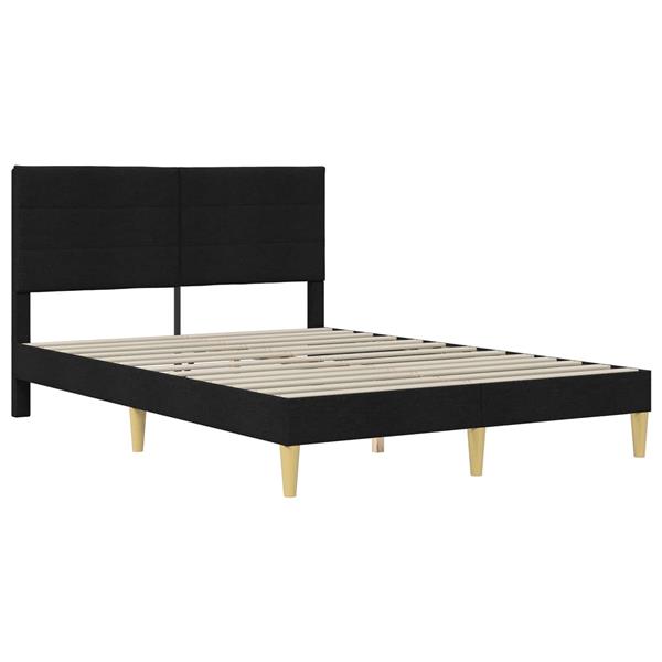 Grote foto vidaxl bedframe met hoofdeinde zwart 120 x 200 cm stof antiek en kunst stoelen en banken