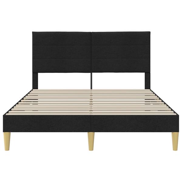 Grote foto vidaxl bedframe met hoofdeinde zwart 120 x 200 cm stof antiek en kunst stoelen en banken