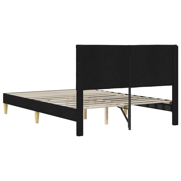 Grote foto vidaxl bedframe met hoofdeinde zwart 120 x 200 cm stof antiek en kunst stoelen en banken