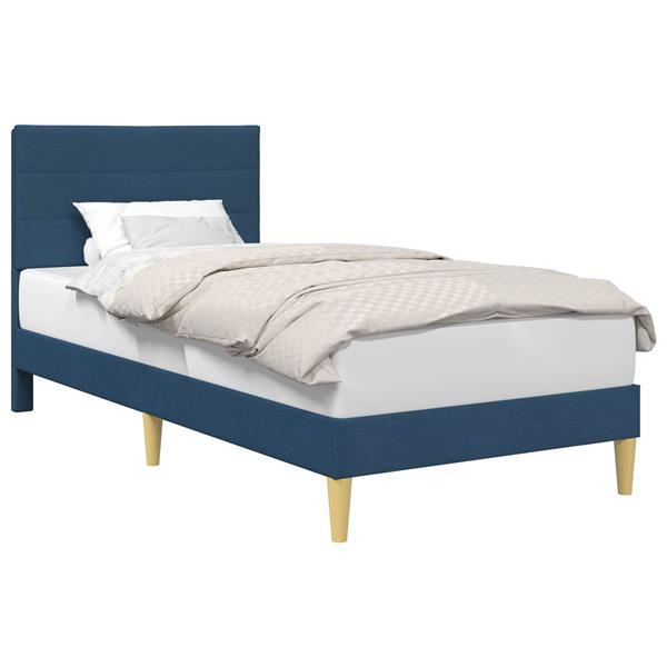 Grote foto vidaxl bedframe met hoofdeinde blauw 90 x 200 cm stof antiek en kunst stoelen en banken