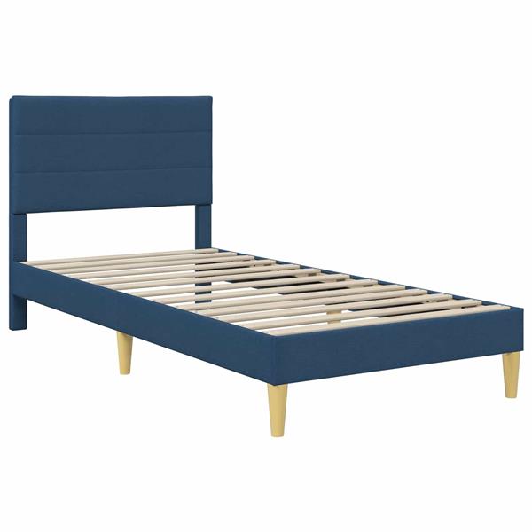 Grote foto vidaxl bedframe met hoofdeinde blauw 90 x 200 cm stof antiek en kunst stoelen en banken