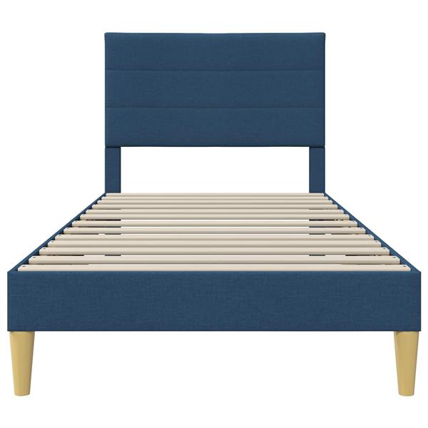 Grote foto vidaxl bedframe met hoofdeinde blauw 90 x 200 cm stof antiek en kunst stoelen en banken