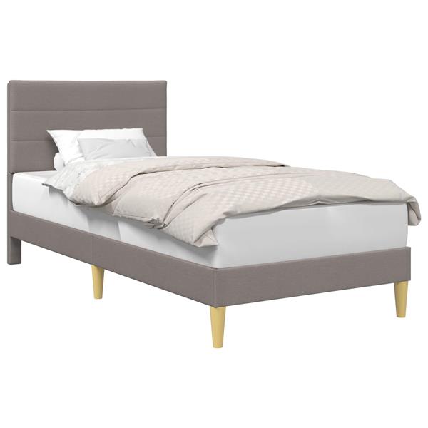 Grote foto vidaxl bedframe met hoofdeinde taupe 90 x 200 cm stof antiek en kunst stoelen en banken