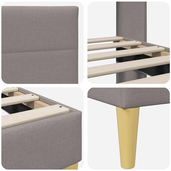 Grote foto vidaxl bedframe met hoofdeinde taupe 90 x 200 cm stof antiek en kunst stoelen en banken