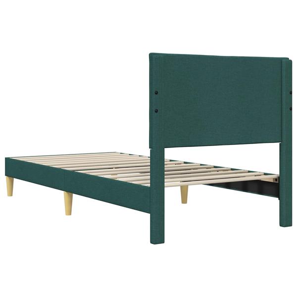 Grote foto vidaxl bedframe met hoofdeinde donkergroen 90 x 200 cm stof antiek en kunst stoelen en banken