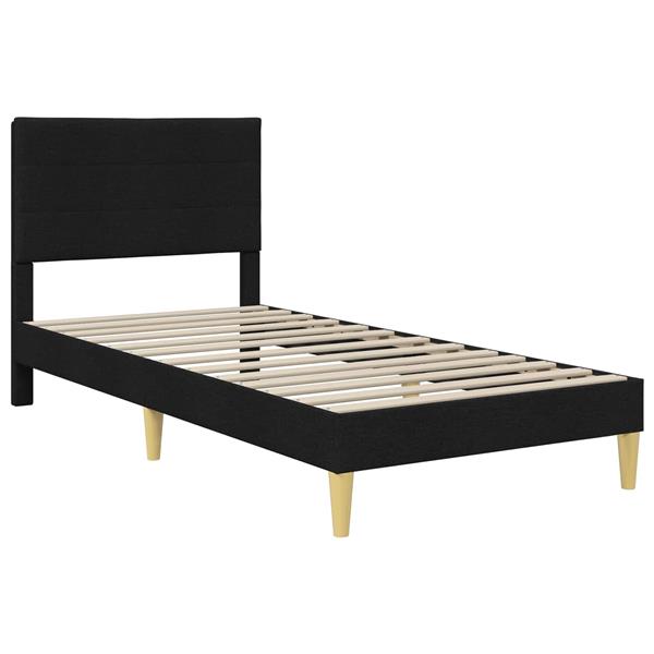 Grote foto vidaxl bedframe met hoofdeinde zwart 90 x 200 cm stof antiek en kunst stoelen en banken