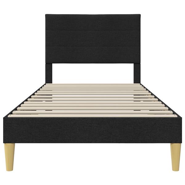 Grote foto vidaxl bedframe met hoofdeinde zwart 90 x 200 cm stof antiek en kunst stoelen en banken