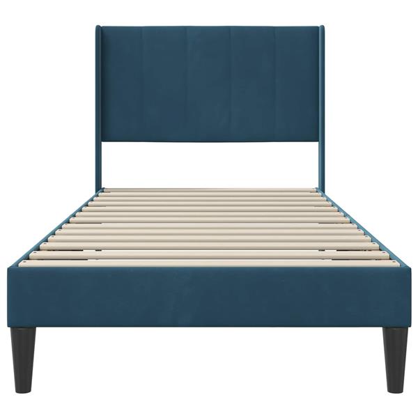 Grote foto vidaxl bedframe met hoofdeinde blauw 90 x 200 cm fluweel antiek en kunst stoelen en banken