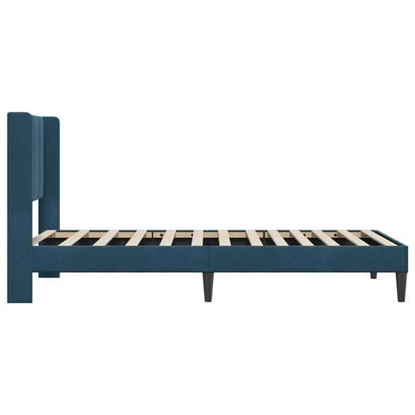 Grote foto vidaxl bedframe met hoofdeinde blauw 90 x 200 cm fluweel antiek en kunst stoelen en banken
