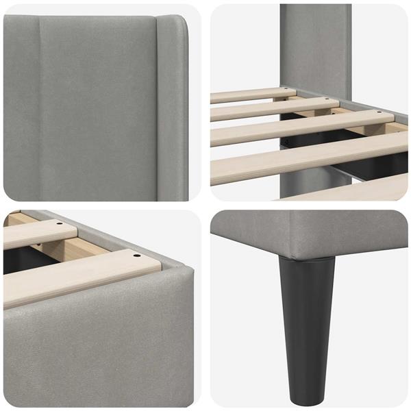 Grote foto vidaxl bedframe met hoofdeinde lichtgrijs 90 x 200 cm fluweel antiek en kunst stoelen en banken