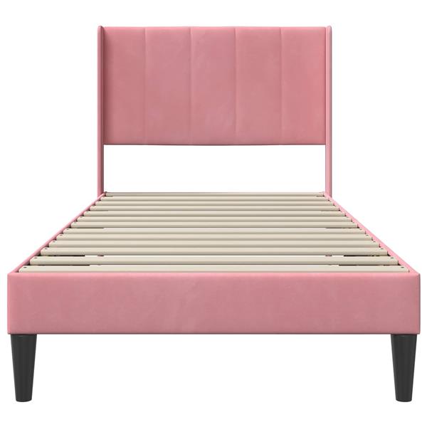 Grote foto vidaxl bedframe met hoofdeinde roze 90 x 190 cm fluweel antiek en kunst stoelen en banken