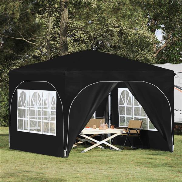 Grote foto vidaxl pop up feesttent 290 x 290 x 245 cm zwart tuin en terras overige tuin en terras