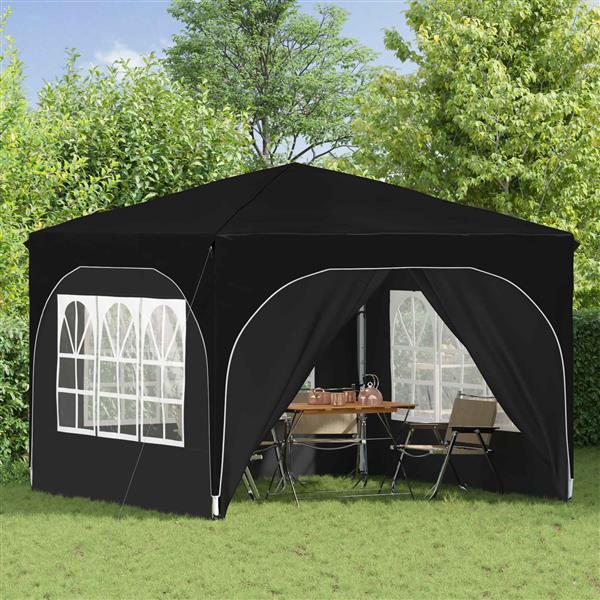 Grote foto vidaxl pop up feesttent 290 x 290 x 245 cm zwart tuin en terras overige tuin en terras