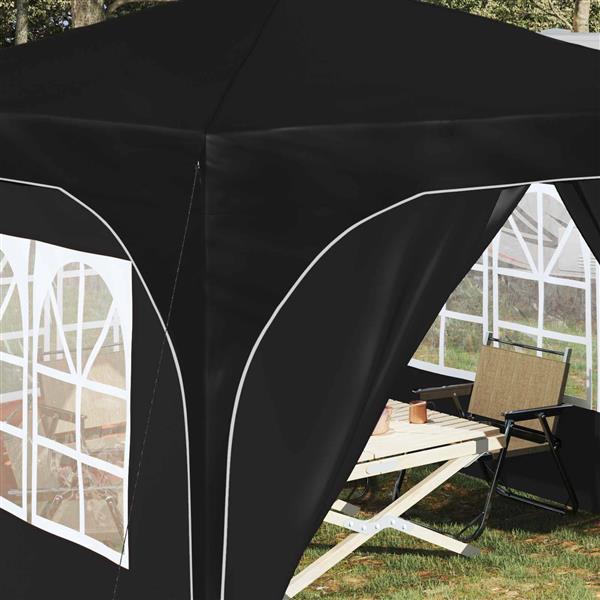 Grote foto vidaxl pop up feesttent 290 x 290 x 245 cm zwart tuin en terras overige tuin en terras