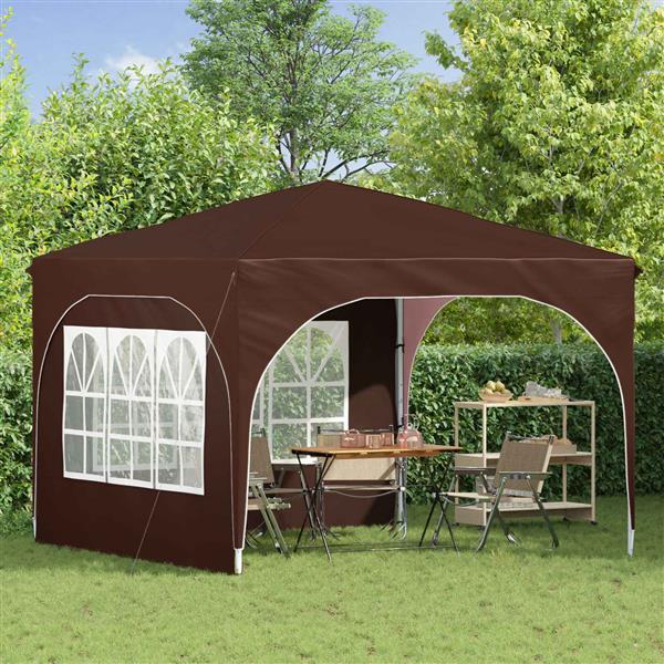 Grote foto vidaxl pop up feesttent 290 x 290 x 245 cm bruin tuin en terras overige tuin en terras
