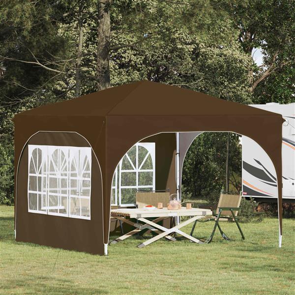 Grote foto vidaxl pop up feesttent 290 x 290 x 245 cm taupe tuin en terras overige tuin en terras