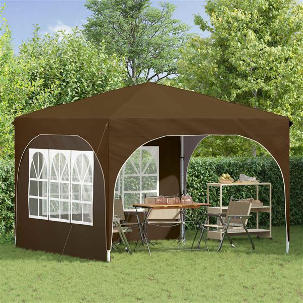 Grote foto vidaxl pop up feesttent 290 x 290 x 245 cm taupe tuin en terras overige tuin en terras