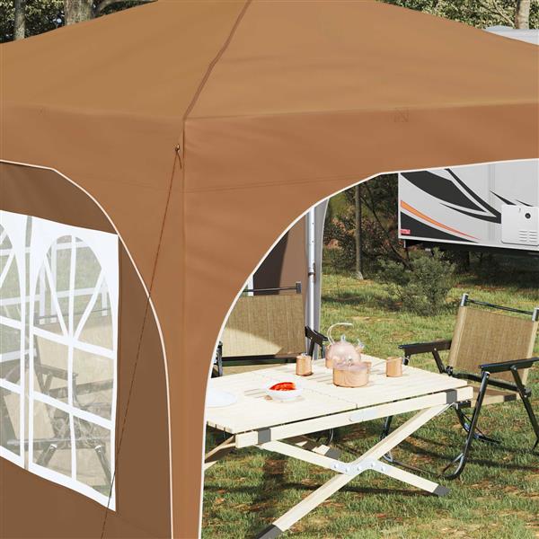 Grote foto vidaxl pop up feesttent 290 x 290 x 245 cm beige tuin en terras overige tuin en terras