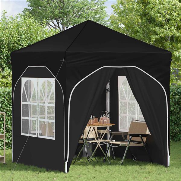 Grote foto vidaxl pop up feesttent 192 x 192 x 245 cm zwart tuin en terras overige tuin en terras
