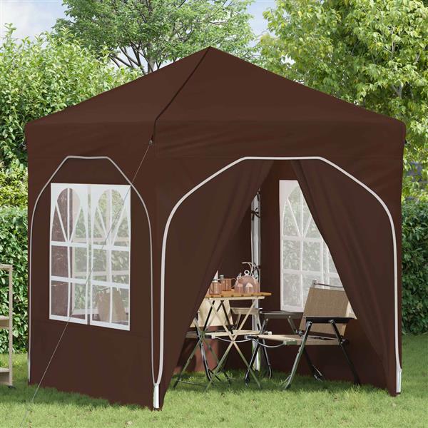 Grote foto vidaxl pop up feesttent 192 x 192 x 245 cm bruin tuin en terras overige tuin en terras